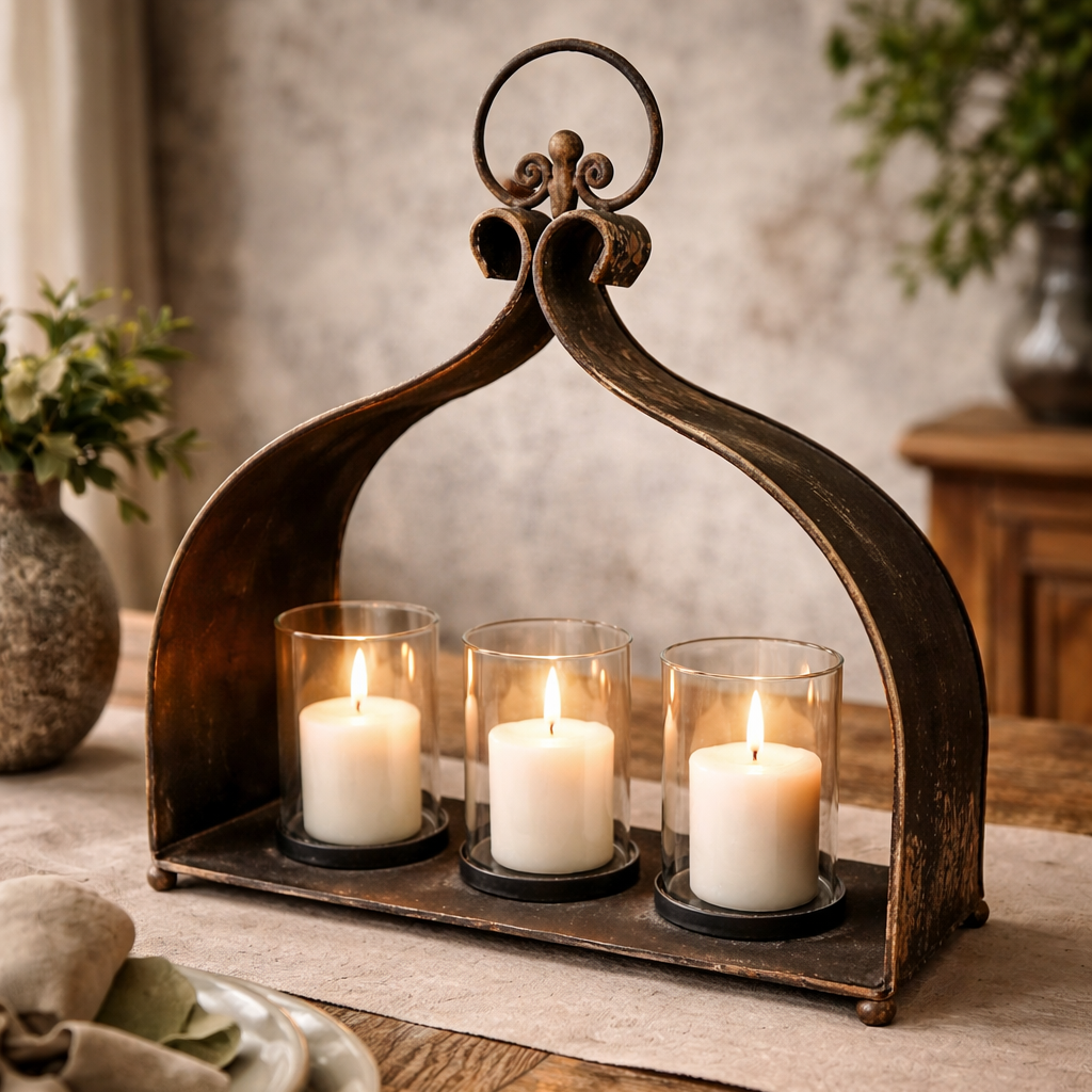 Cast Iron Triple Candleholder