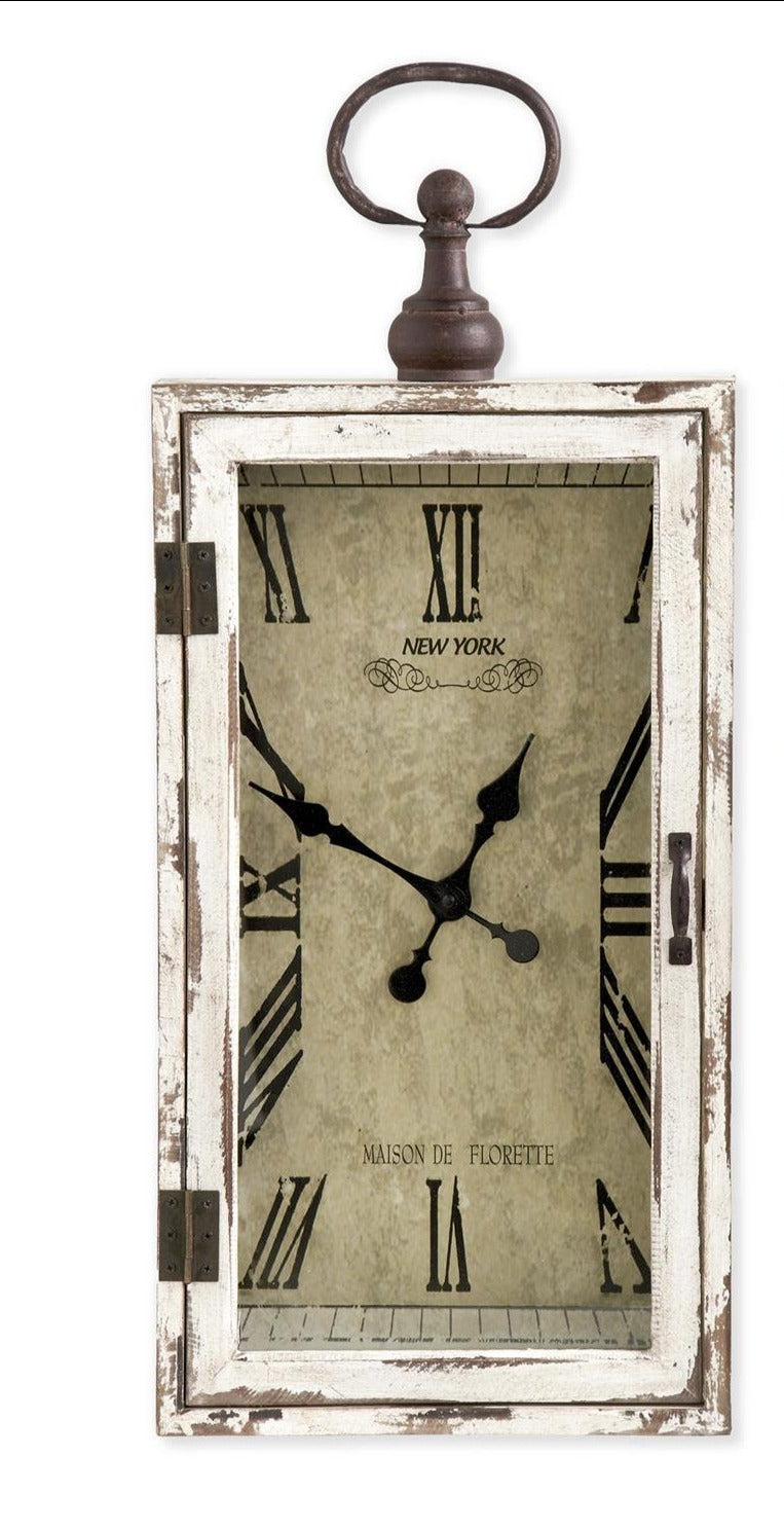 White Rectangle Wood Wall Clock