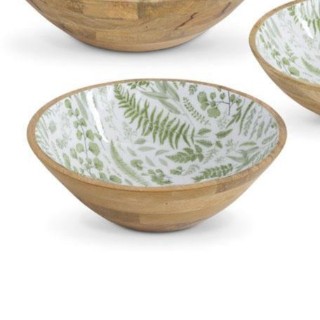 FERN ENAMELED WOOD BOWL, Medium