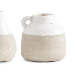 Ceramic Pot W/White Glazed Top (Small W/Handle)