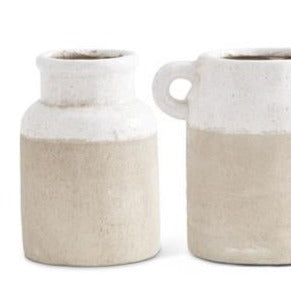 Ceramic Pot W/White Glazed Top (Large)