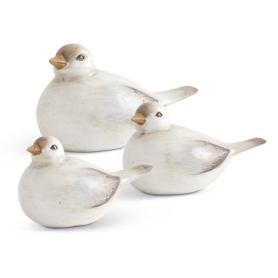 Resin Soft Gray and Blue Sitting Bird, Medium
