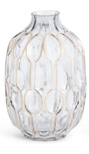 SMOKED GLASS GOLD OVAL EMBOSSED VASE (Large)