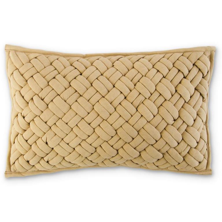 20 Inch Rectangular Gold Chunky Woven Pillow