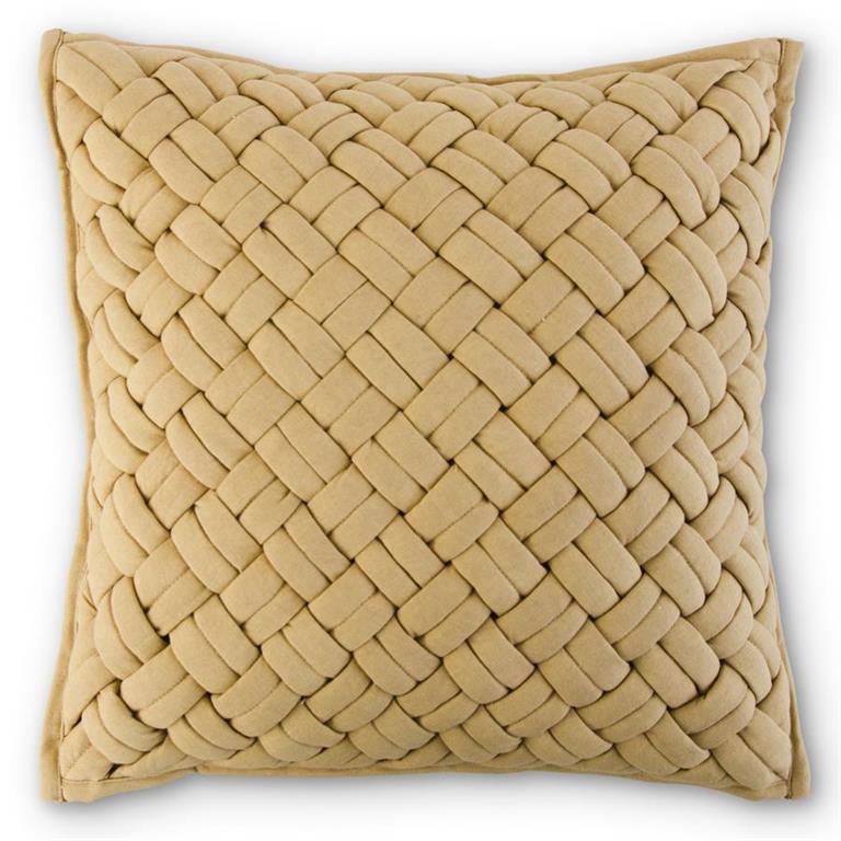 18 Inch Square Gold Chunky Woven Pillow