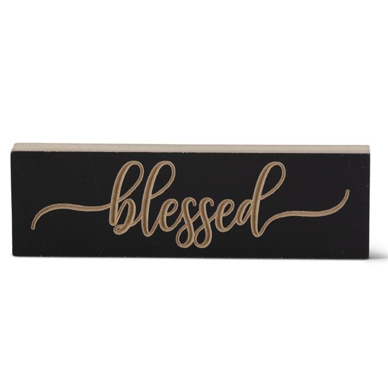 MATTE BLACK SCRIPT EMBOSSED Sign, Blessed