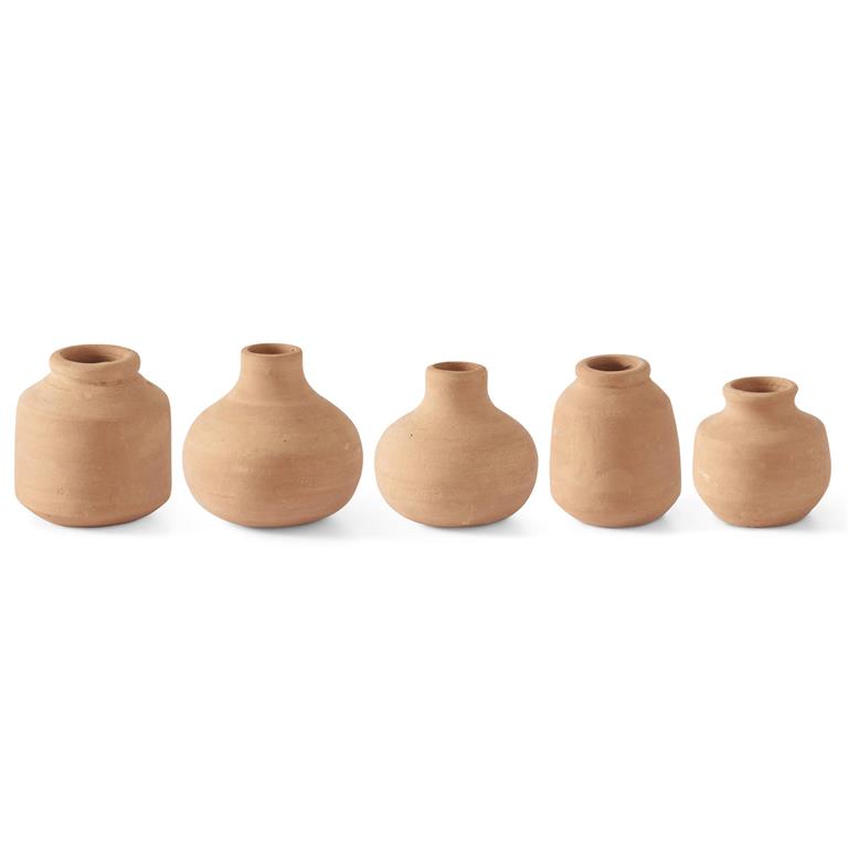 Set of 5 Mini Terracotta Vases