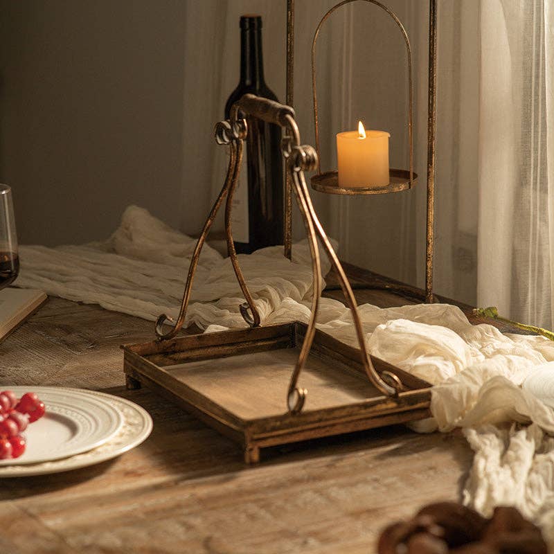 Antique Gold Metal Serving Tray