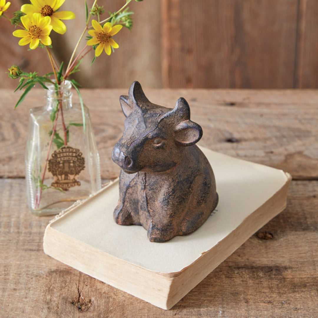 Rustic Mini Tabletop Bull – Fig & Fern