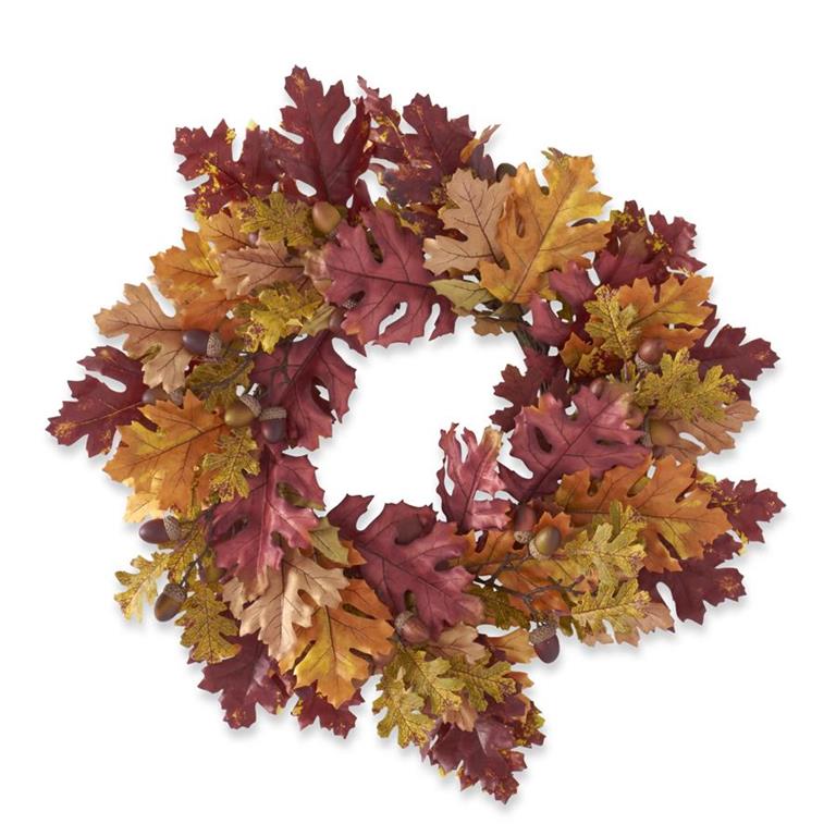 Multi Color Fall Oak Leaves Wreath
