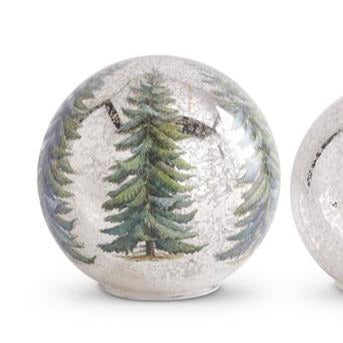 Pine Tree LED Gold Mercury Glass Tabletop, Large