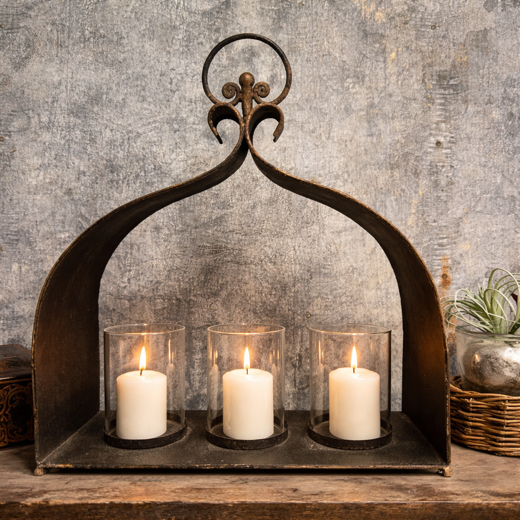 Cast Iron Triple Candleholder