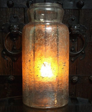 LARGE MERCURY GLASS JAR WITH METAL INSERT