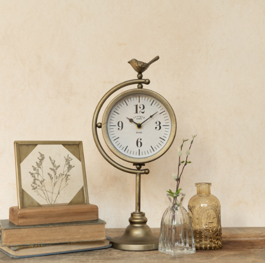 ANTIQUED BRONZE TABLETOP CLOCK