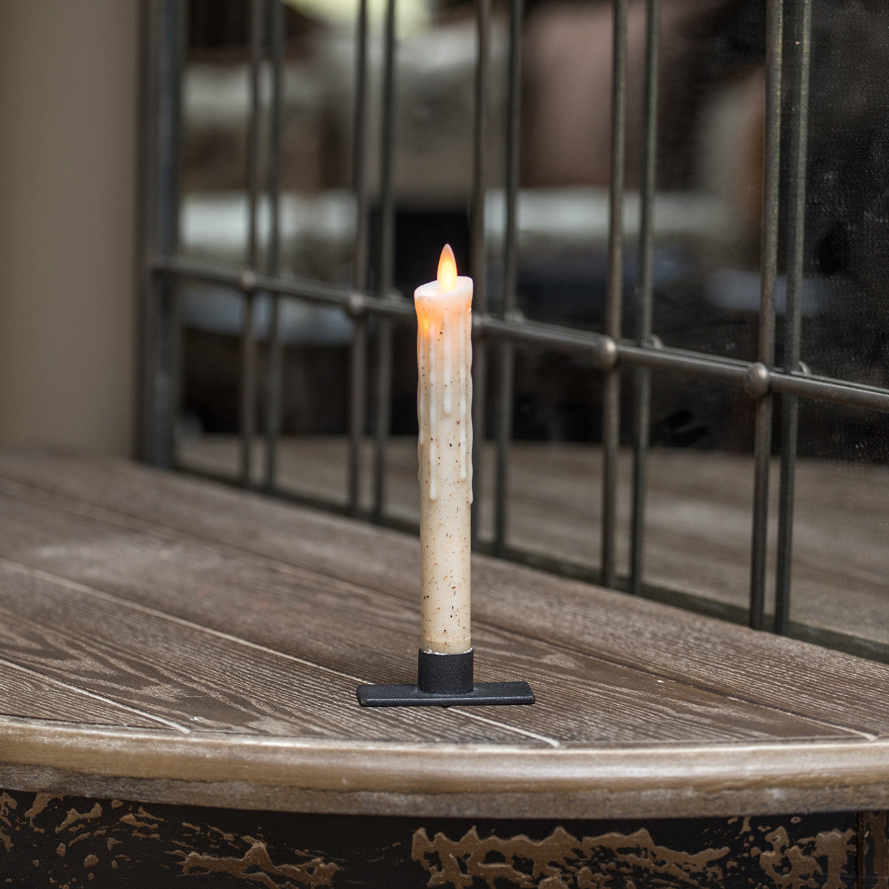 BLACK METAL TAPER CANDLE HOLDER