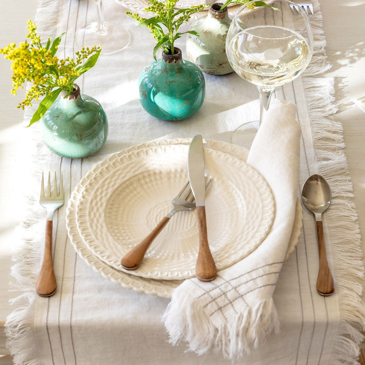 Fringed Linen/Cotton Blend Napkin