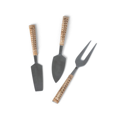 Woven Bamboo Handle Cheese Servers