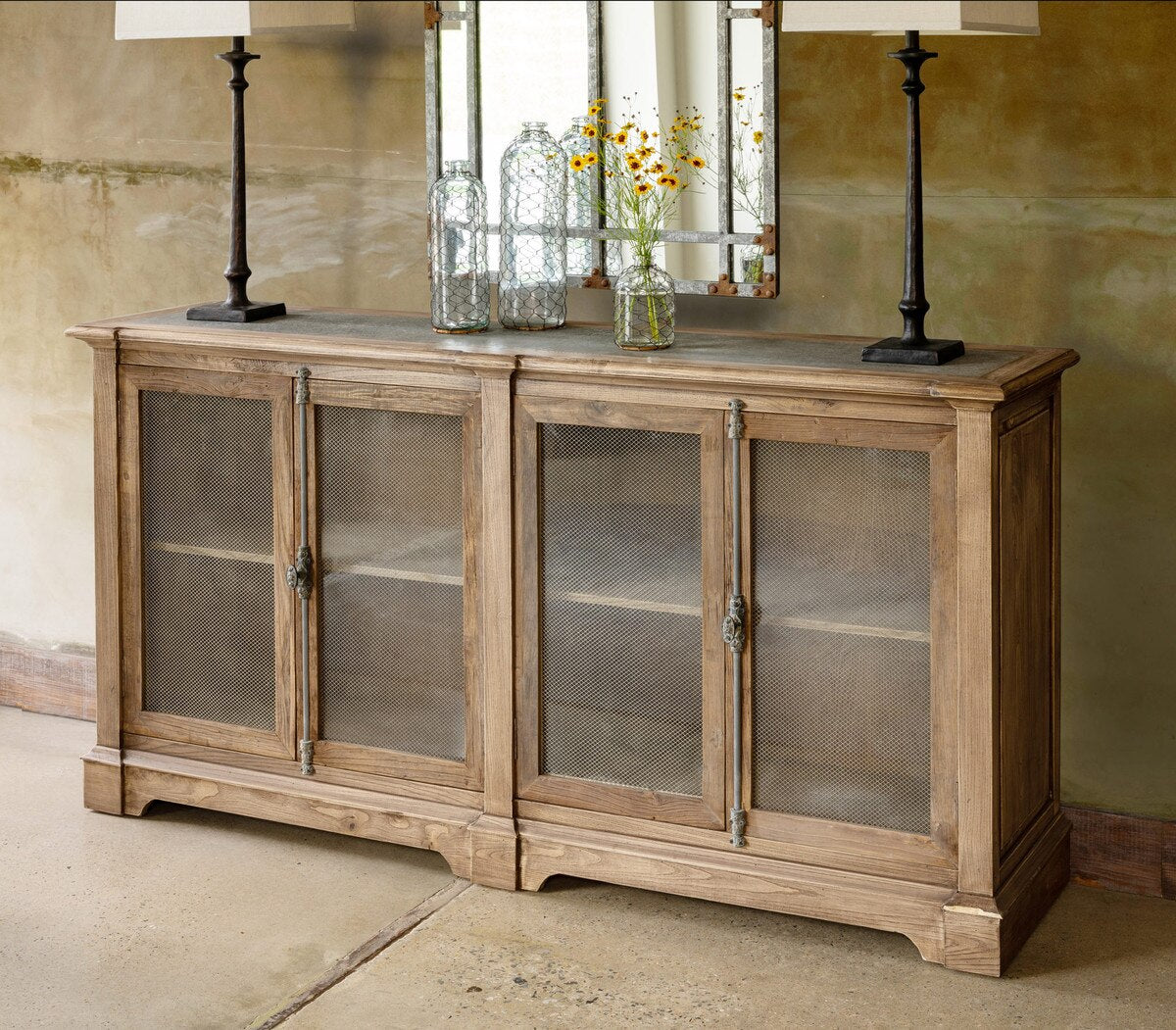 Aged Zinc Top Whiskey Cabinet (ONLINE EXCLUSIVE/ FREE SHIPPING)