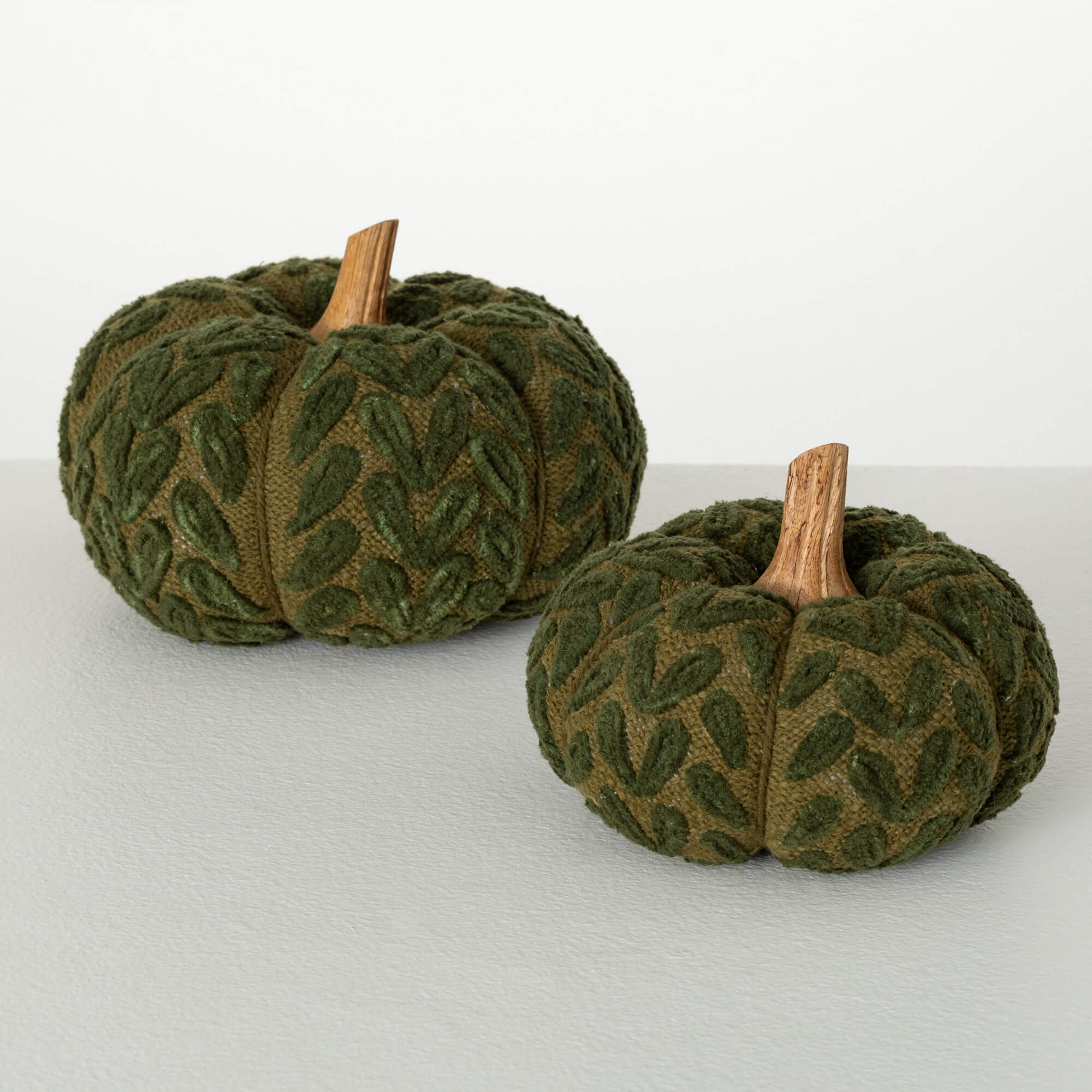 Two Toned Green Fabric Pumpkin