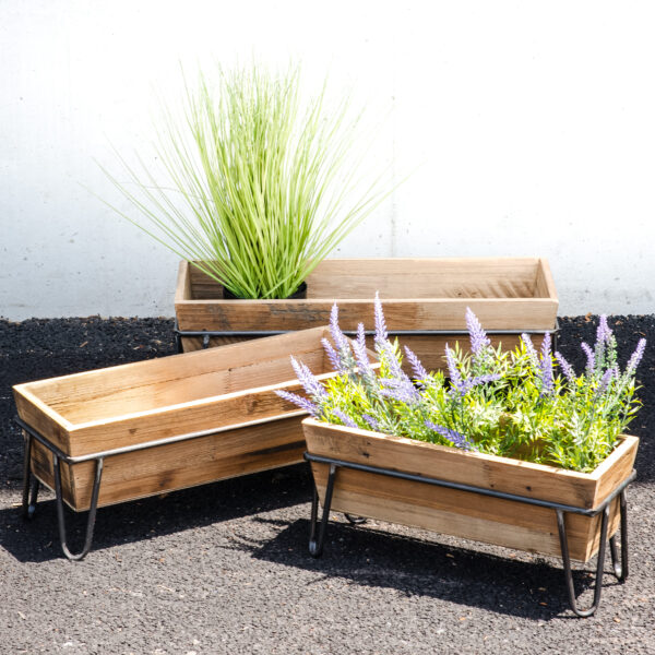 MODERN WOOD PLANTER, Large