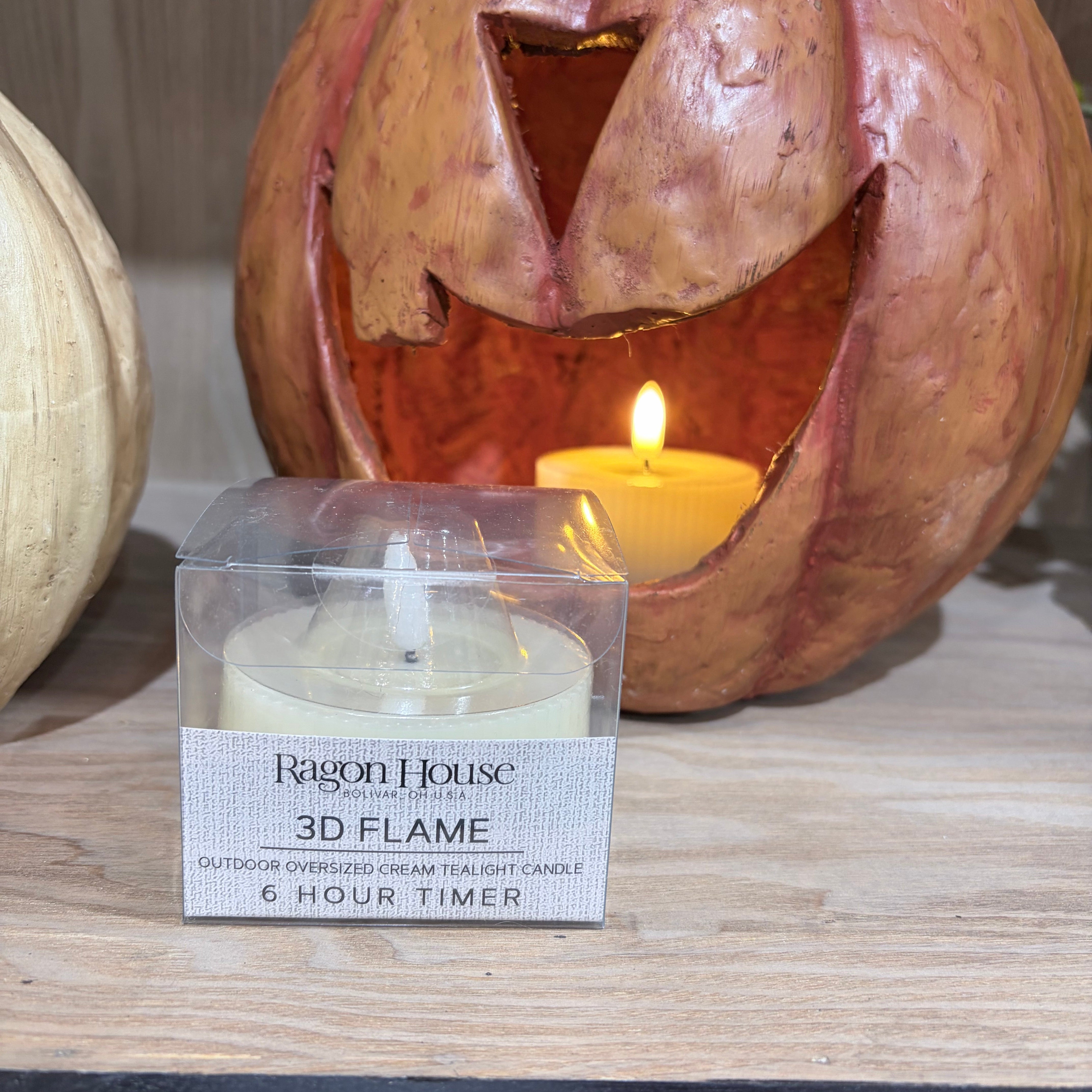 OUTDOOR OVERSIZED 3D FLAME CREAM TEALIGHT CANDLE