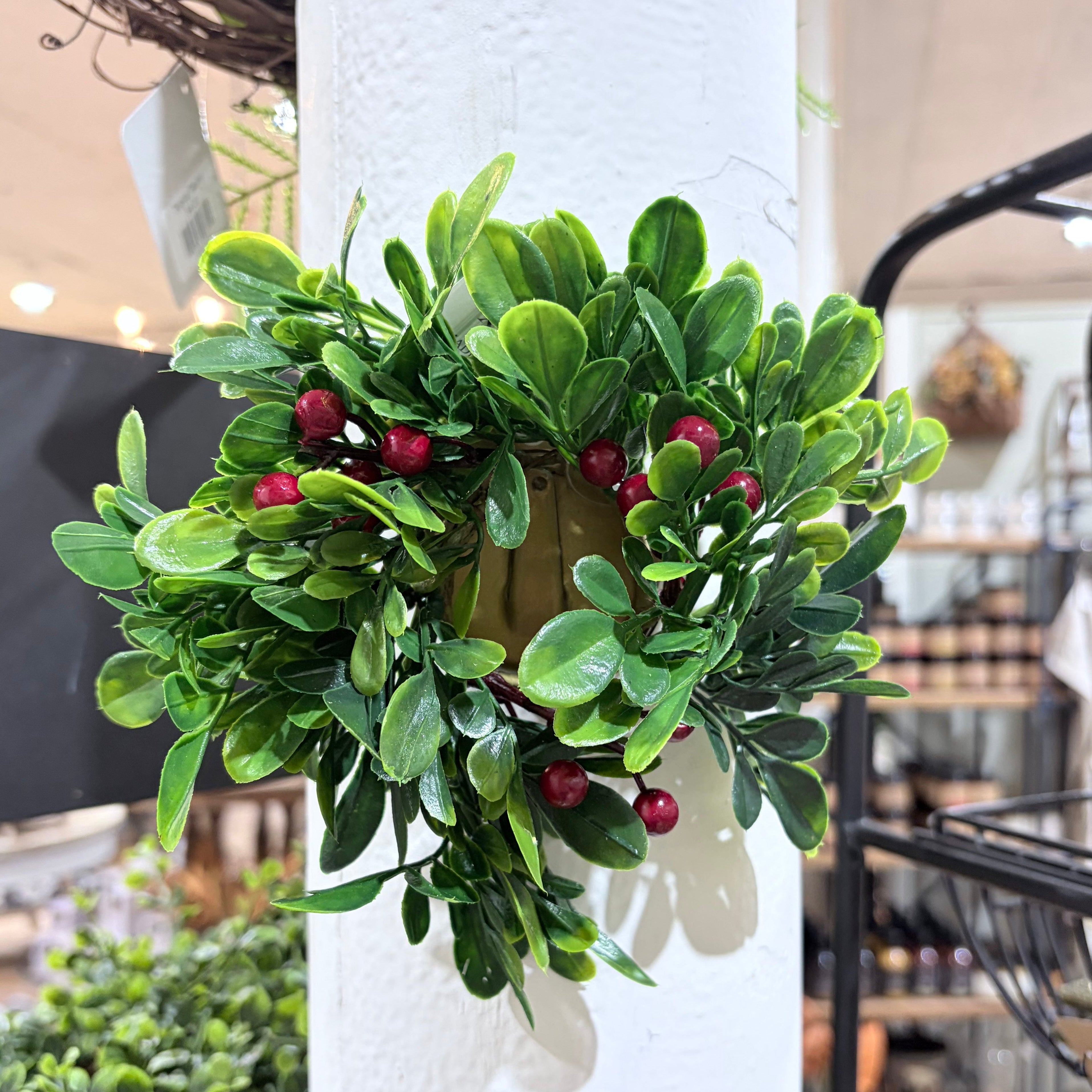 Christmas Boxwood Taper Candle Ring