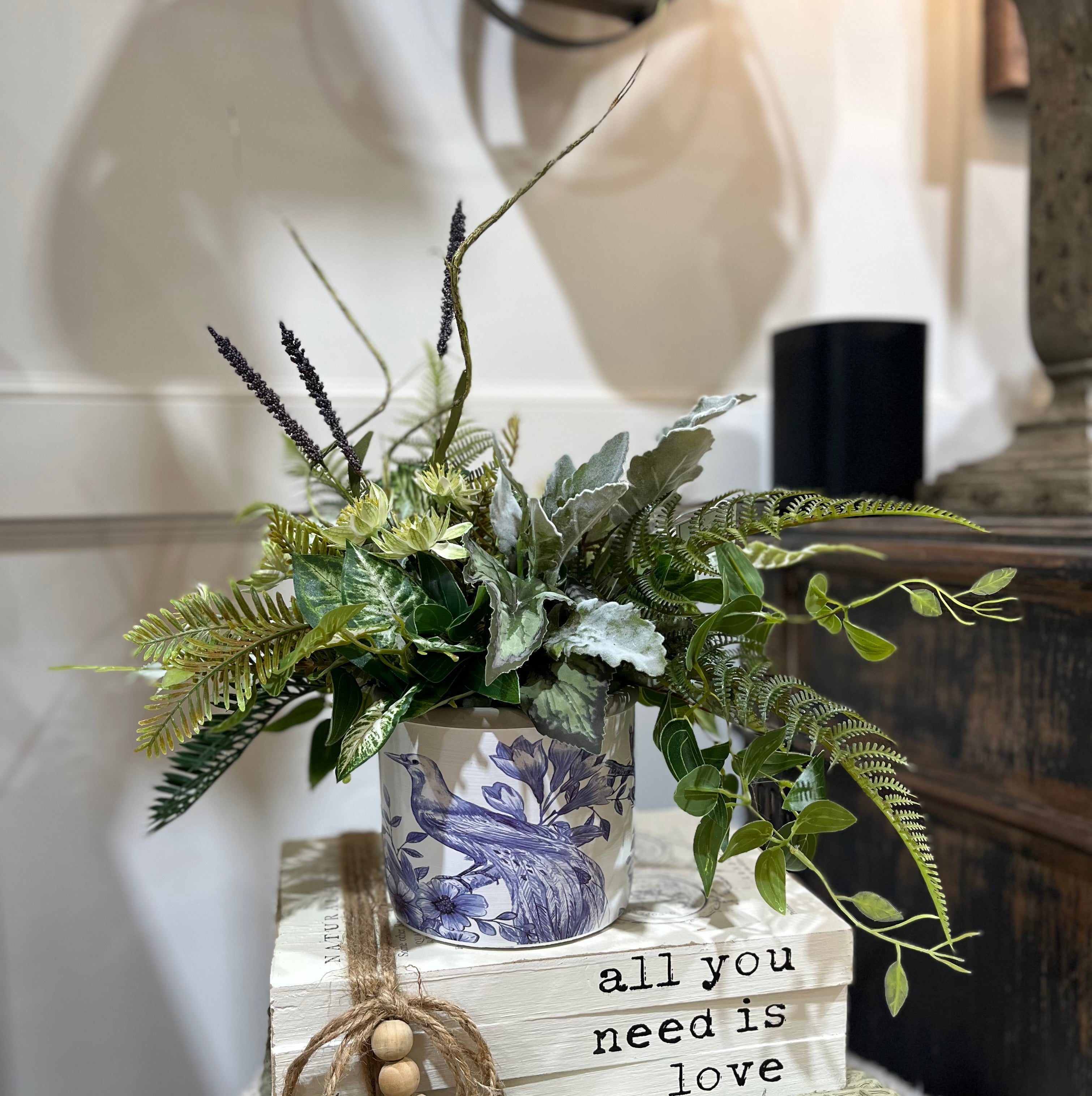 Faux Greenery in Ceramic Pot