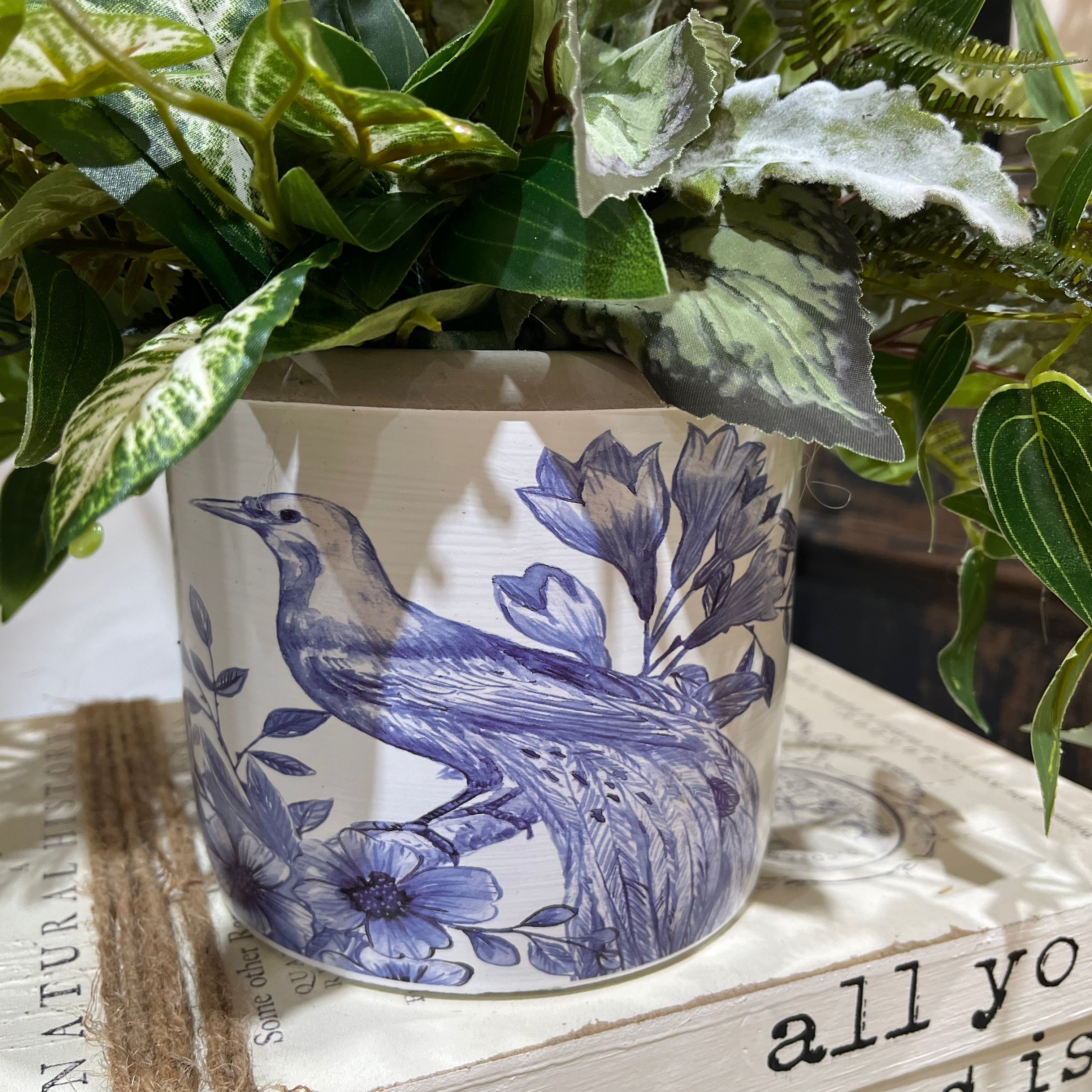 Faux Greenery in Ceramic Pot