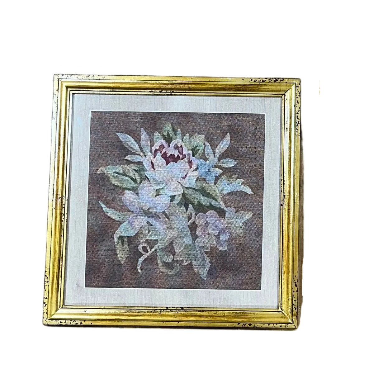 Antiqued Framed Needlepoint Print 4 Styles