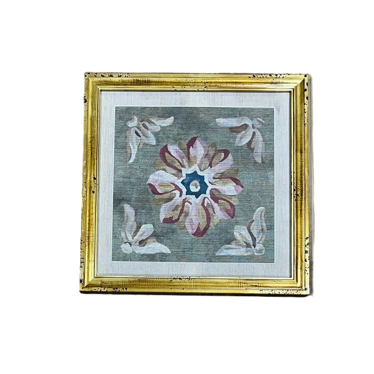 Antiqued Framed Needlepoint Print 4 Styles