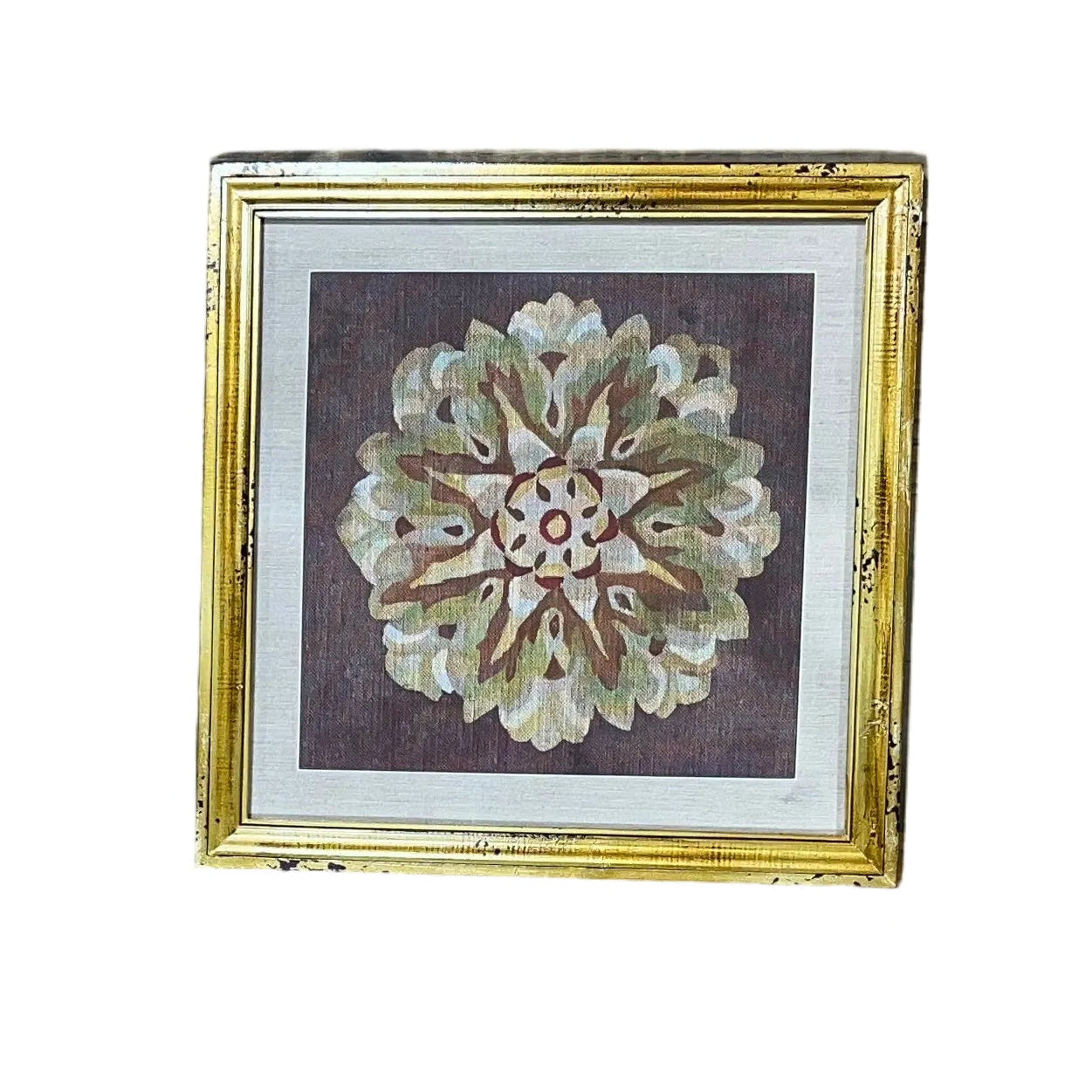 Antiqued Framed Needlepoint Print 4 Styles