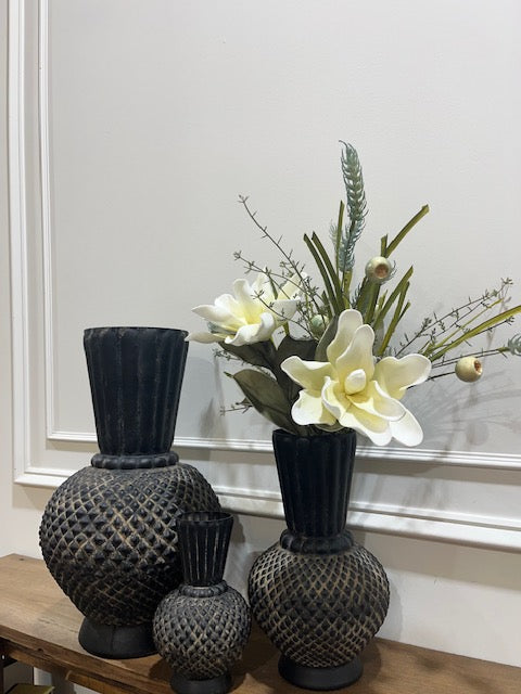 FLUTED ANTIQUE  HOBNAIL VASE