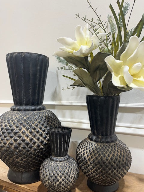 FLUTED ANTIQUE  HOBNAIL VASE
