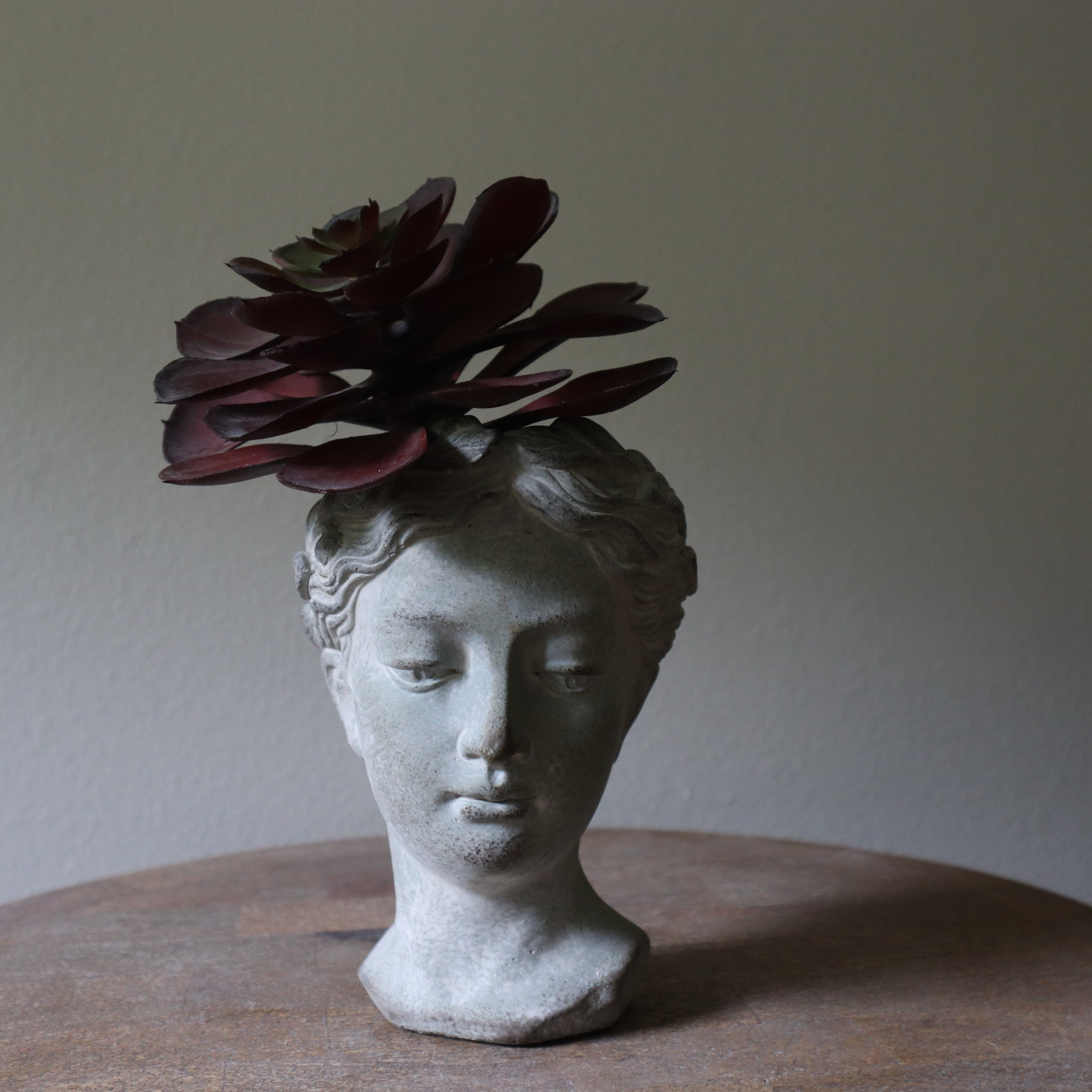 GODDESS HEAD PLANTER  DARK GREY/BROWN (Small)