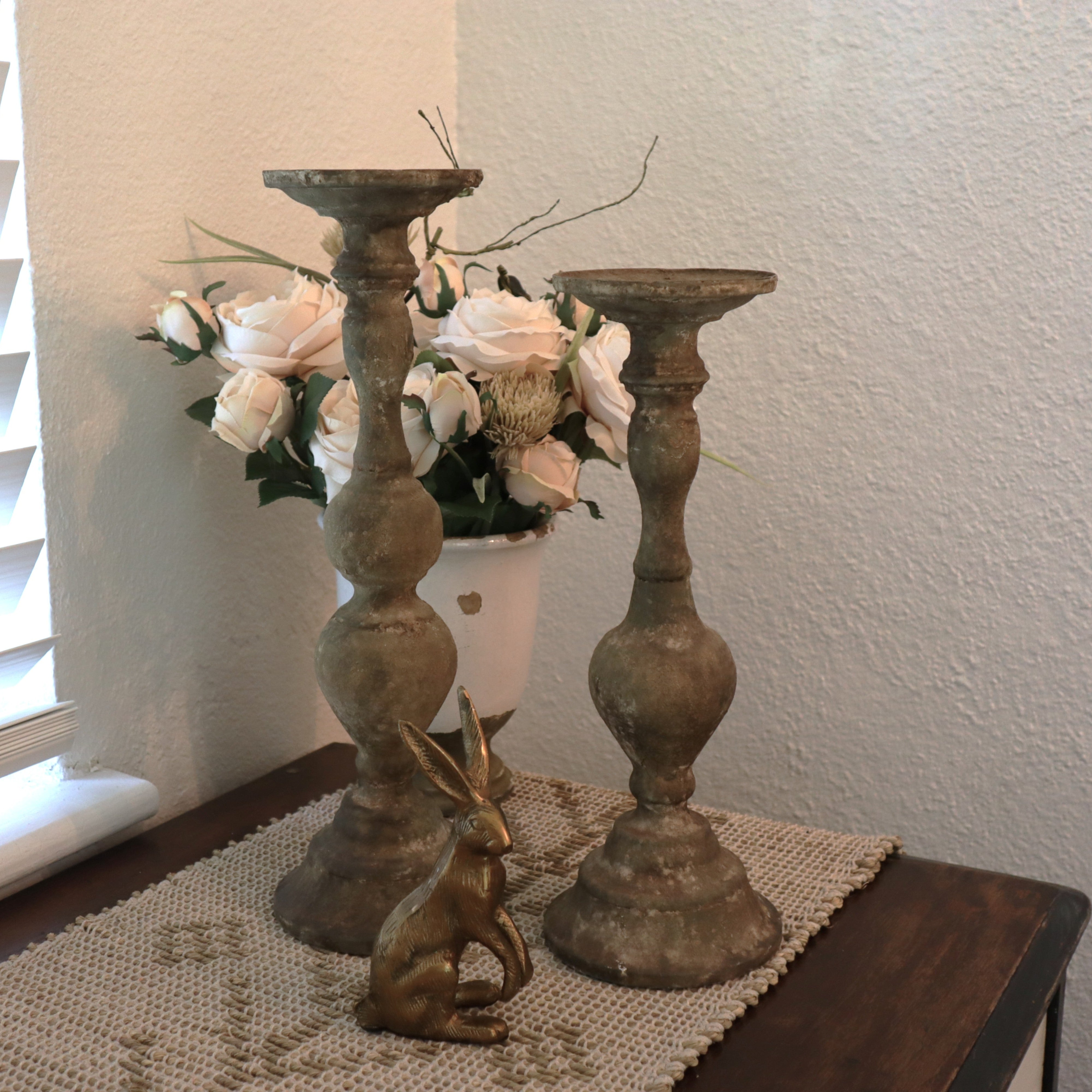Aged Tin Candle Holder
