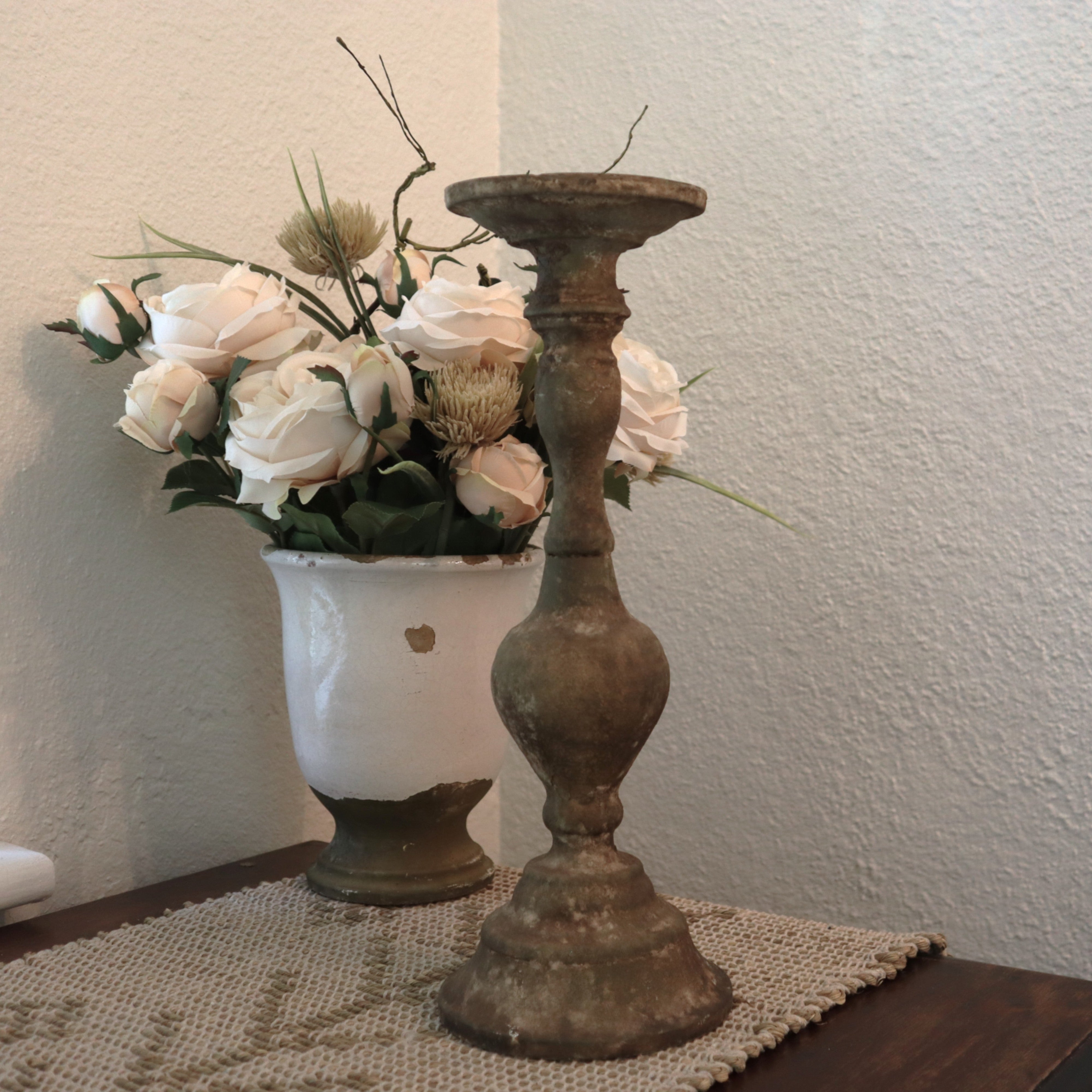 Aged Tin Candle Holder
