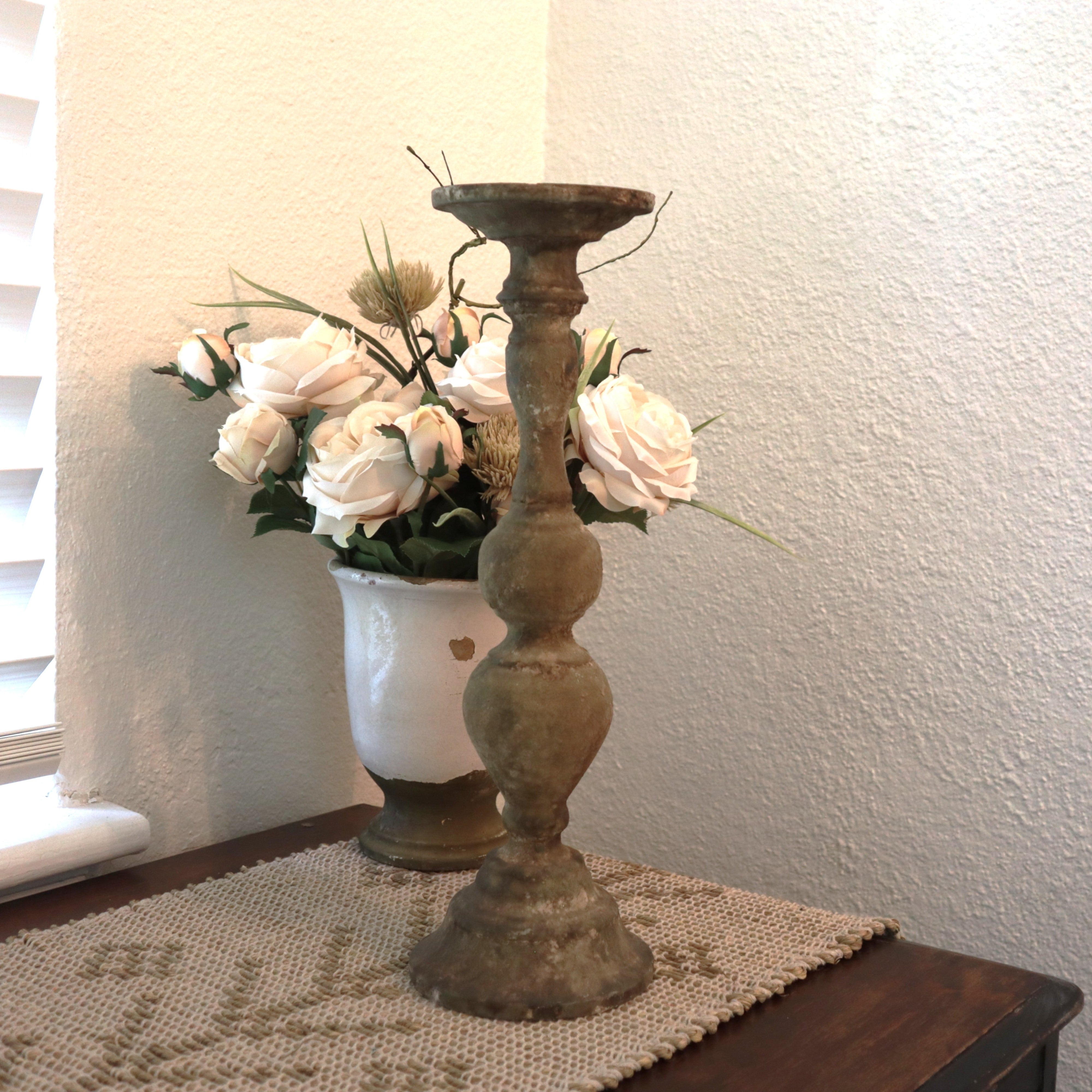 Aged Tin Candle Holder