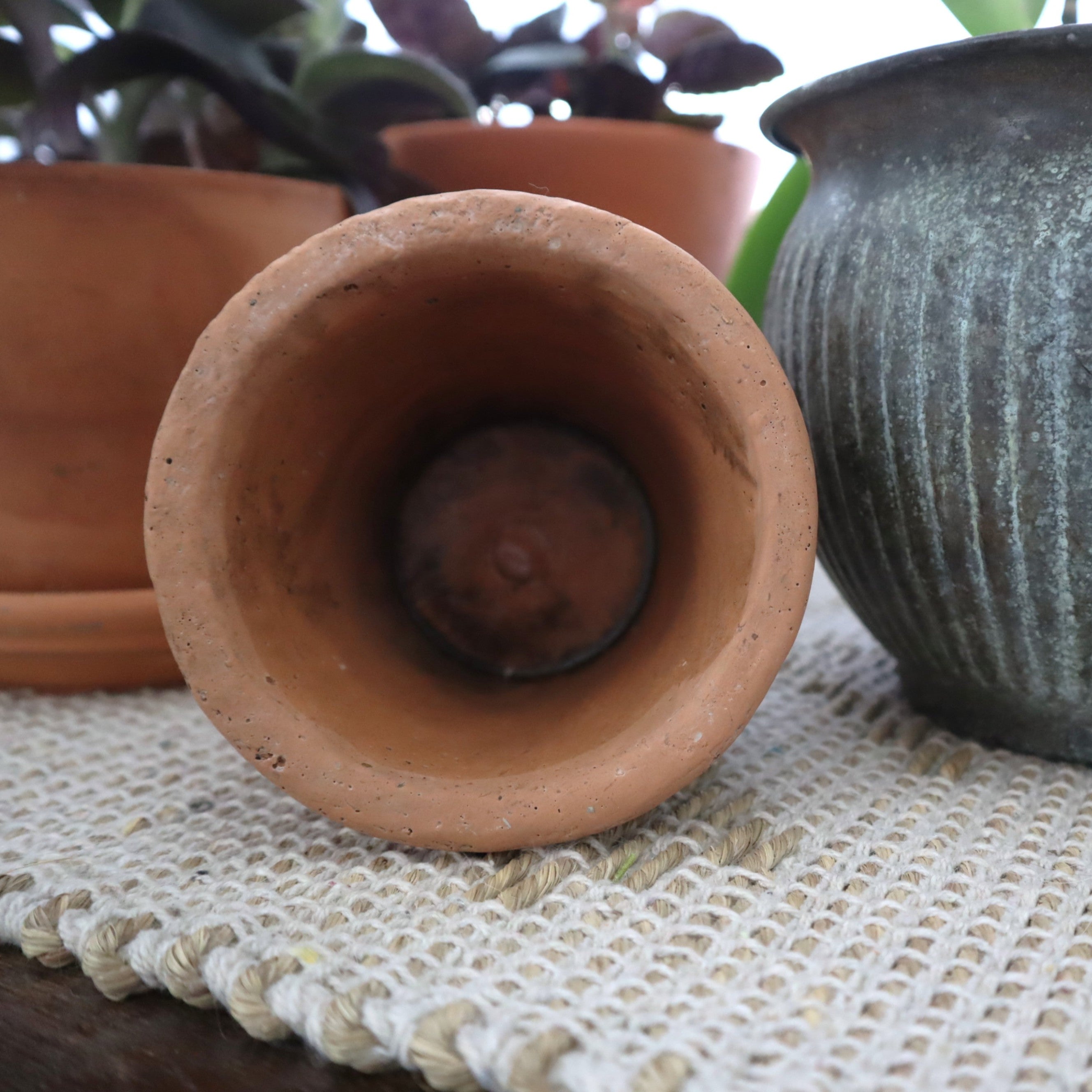 Cement Scalloped Pot, Terracotta