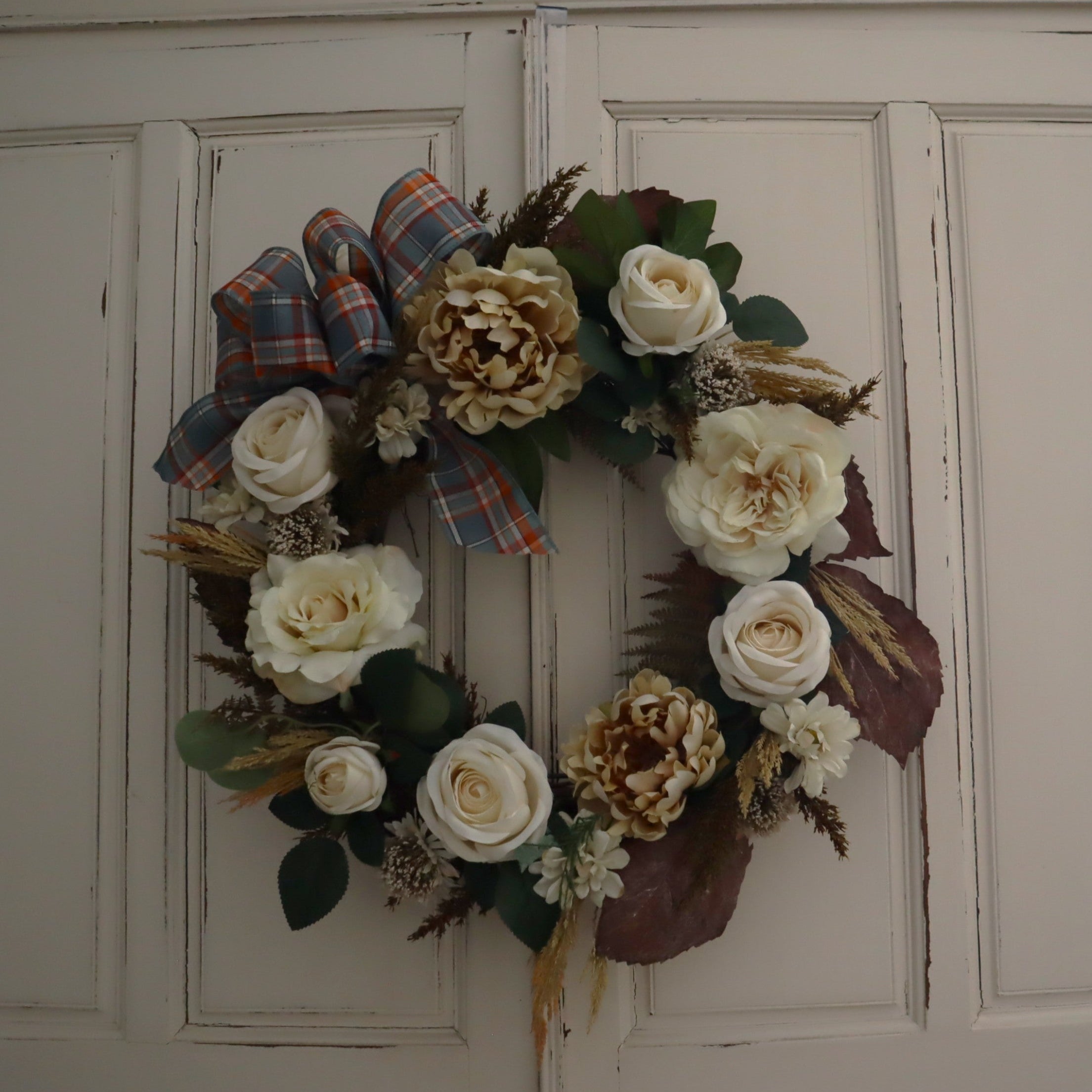 Blue Plaid Fall Wreath