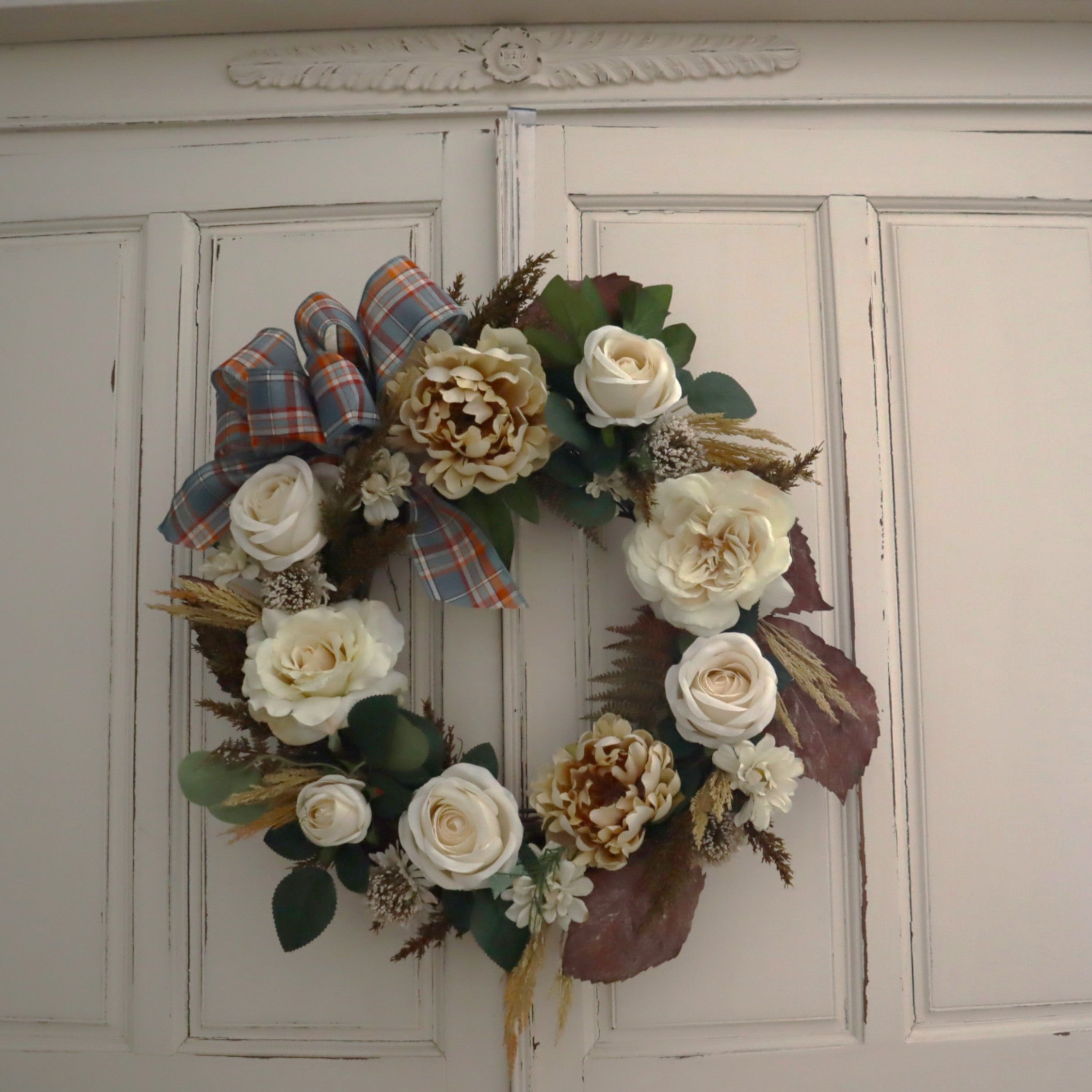 Blue Plaid Fall Wreath