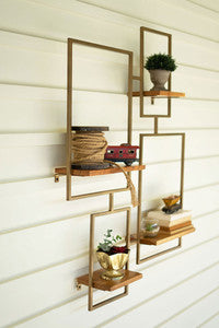 iron & wood wall unit with 4 shelves