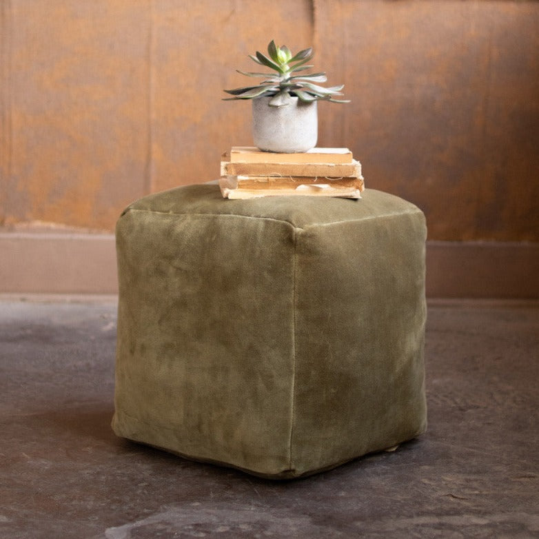 velvet pouf \ avacado