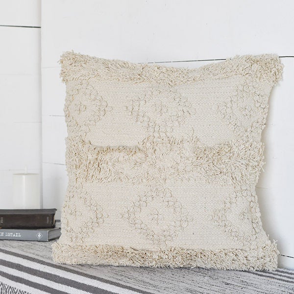 BEIGE DIAMOND PATTERN PILLOW