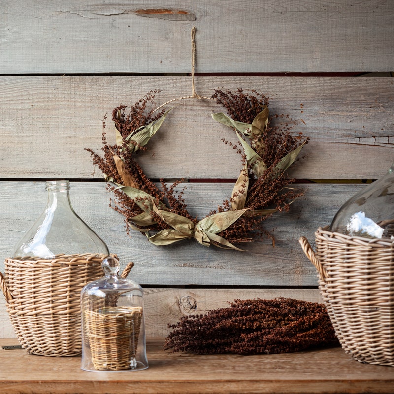 DRIED AUTUMN WREATH WITH BAMBOO LEAVES 14