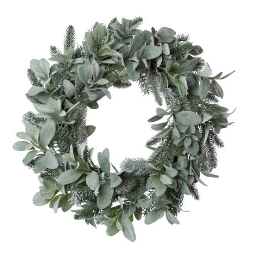 Frosted Pine and Lamb's Ear Wreath