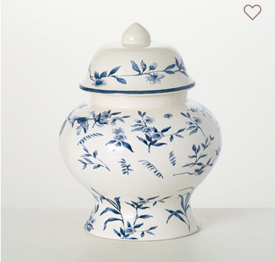 Blue Floral Ginger Jar