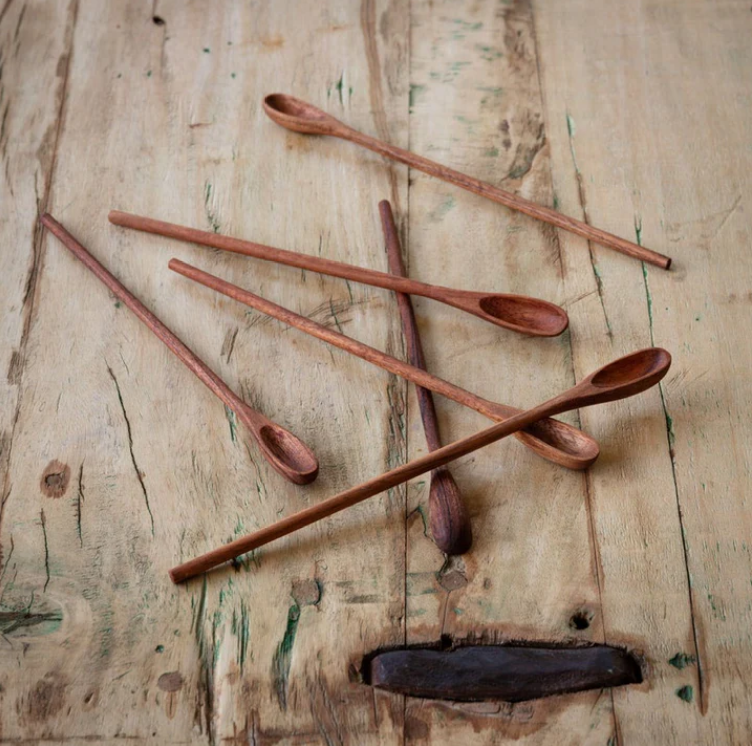 Set Of 6 Wooden Ice Teaspoons