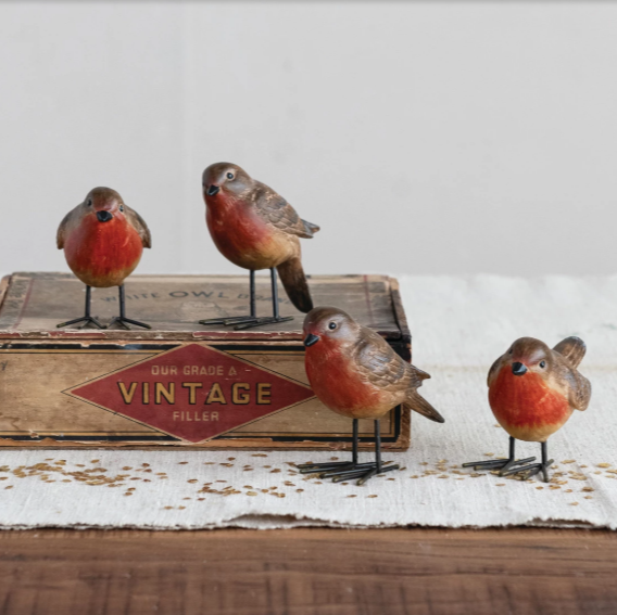 Resin Bird with Metal Legs/Feet, 4 Styles