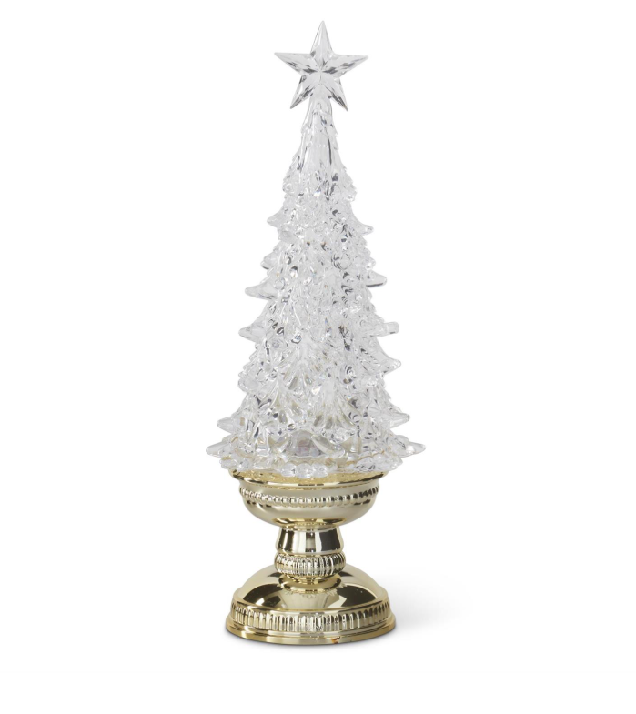 Acrylic Water Spinning LED Christmas Tree w/Timer