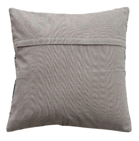 18" Cotton Printed Slub Pillow w/Botanicals & Chambray Back, Multi Color